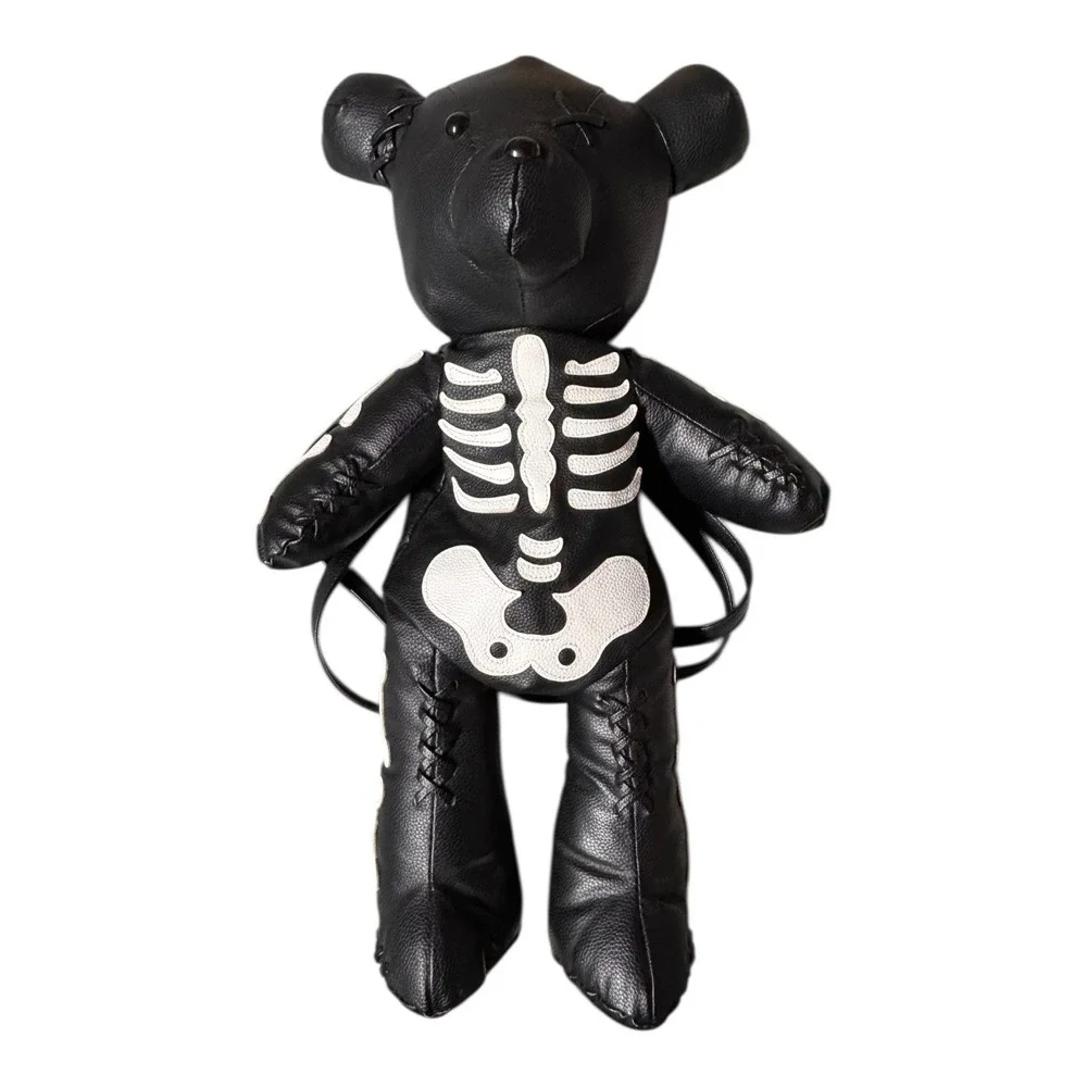 DOLLS KILL DEADY TEDDY STUFFED BEAR BACKPACK SKELETON GOTH PUNK 24